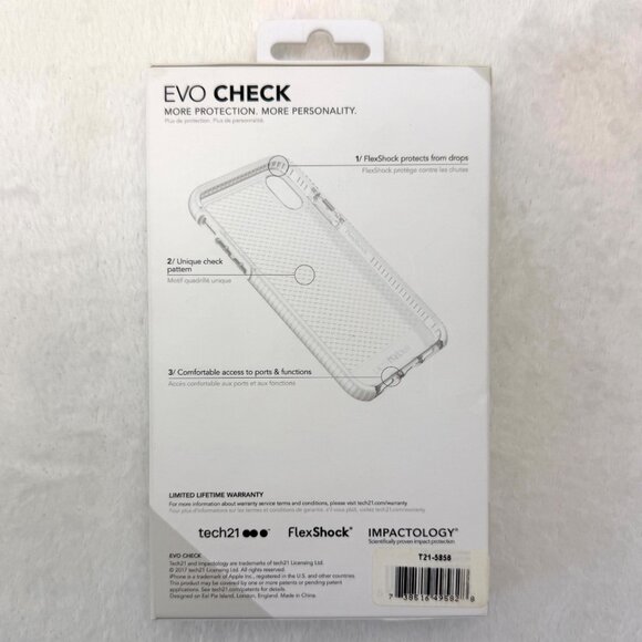 Tech21 EVO Check iPhone X Case FlexShock Impact Protection Ultrathin Clear White - Picture 10 of 11